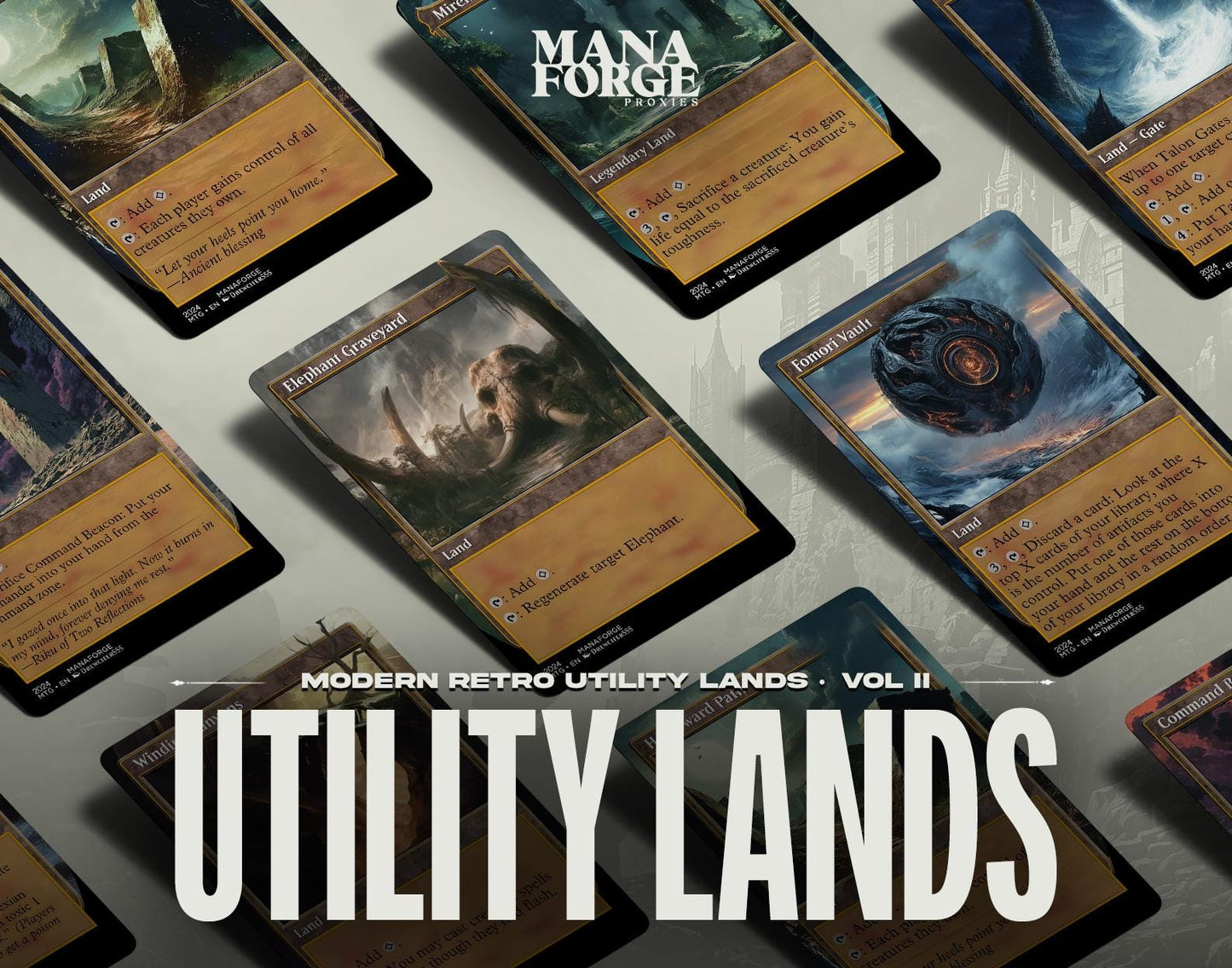 Modern Retro Utility Lands Vol II | Custom Full Art MTG Proxies for Commander & Collectors | Unique Game Accessories