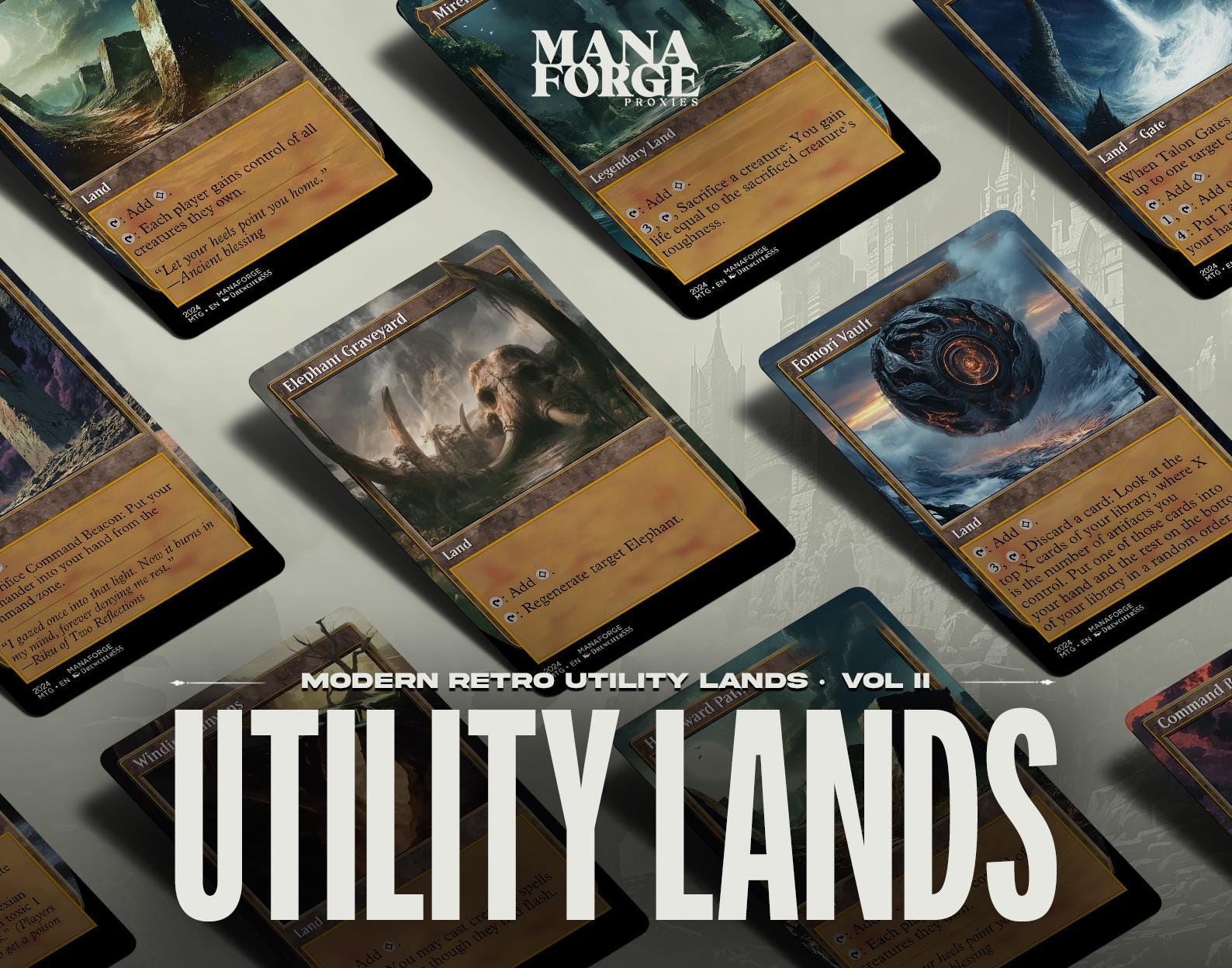 Modern Retro Utility Lands Vol II | Custom Full Art MTG Proxies for Commander & Collectors | Unique Game Accessories