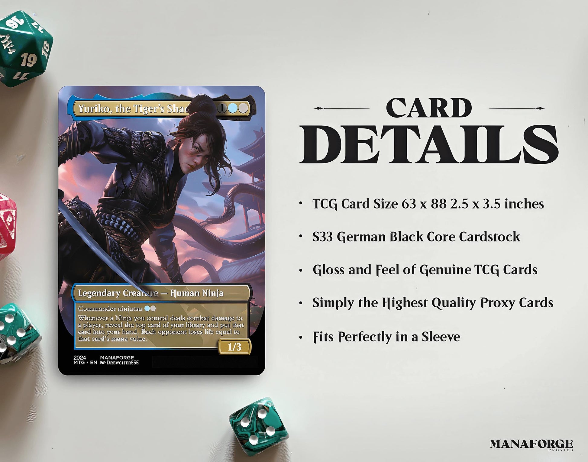 Yuriko, the Tiger’s Shadow Proxy – Full Art Custom MTG Card | Singles or Playset for Commander