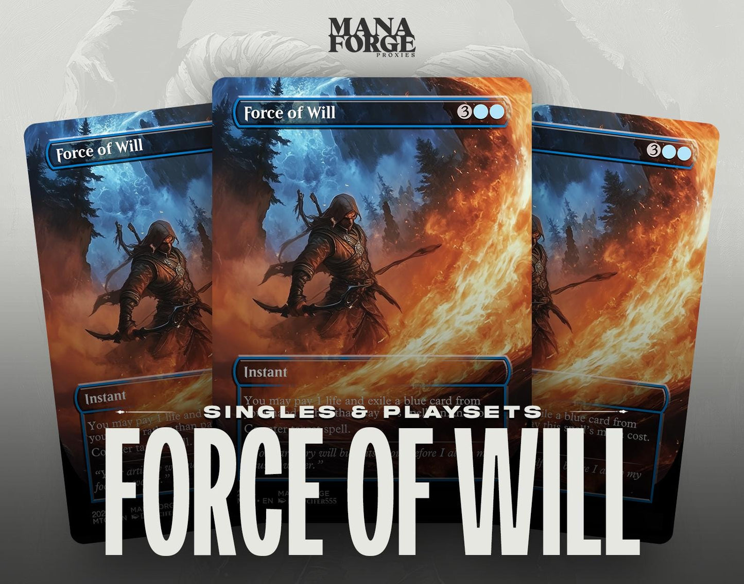 Force of Will Proxy – Borderless Custom Art MTG Card | Singles or Playset for Commander