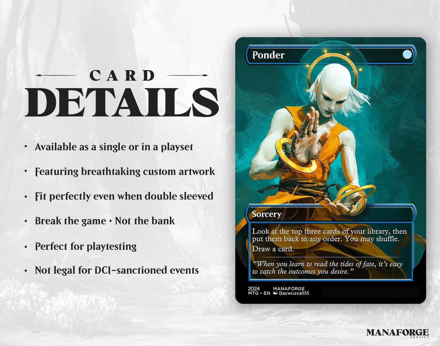 Ponder Borderless | Custom MTG Proxy ManaForge Proxies Ponder Borderless | Custom MTG Proxy ManaForge Proxies