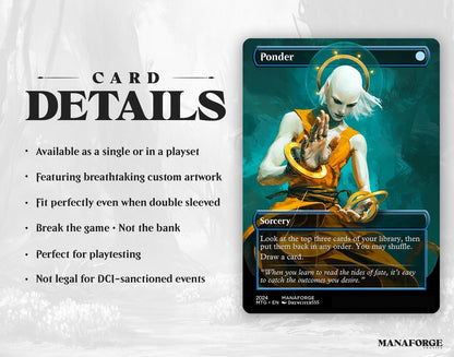 Ponder Proxy – Borderless Custom Art MTG Card | Singles or Playset for Commander