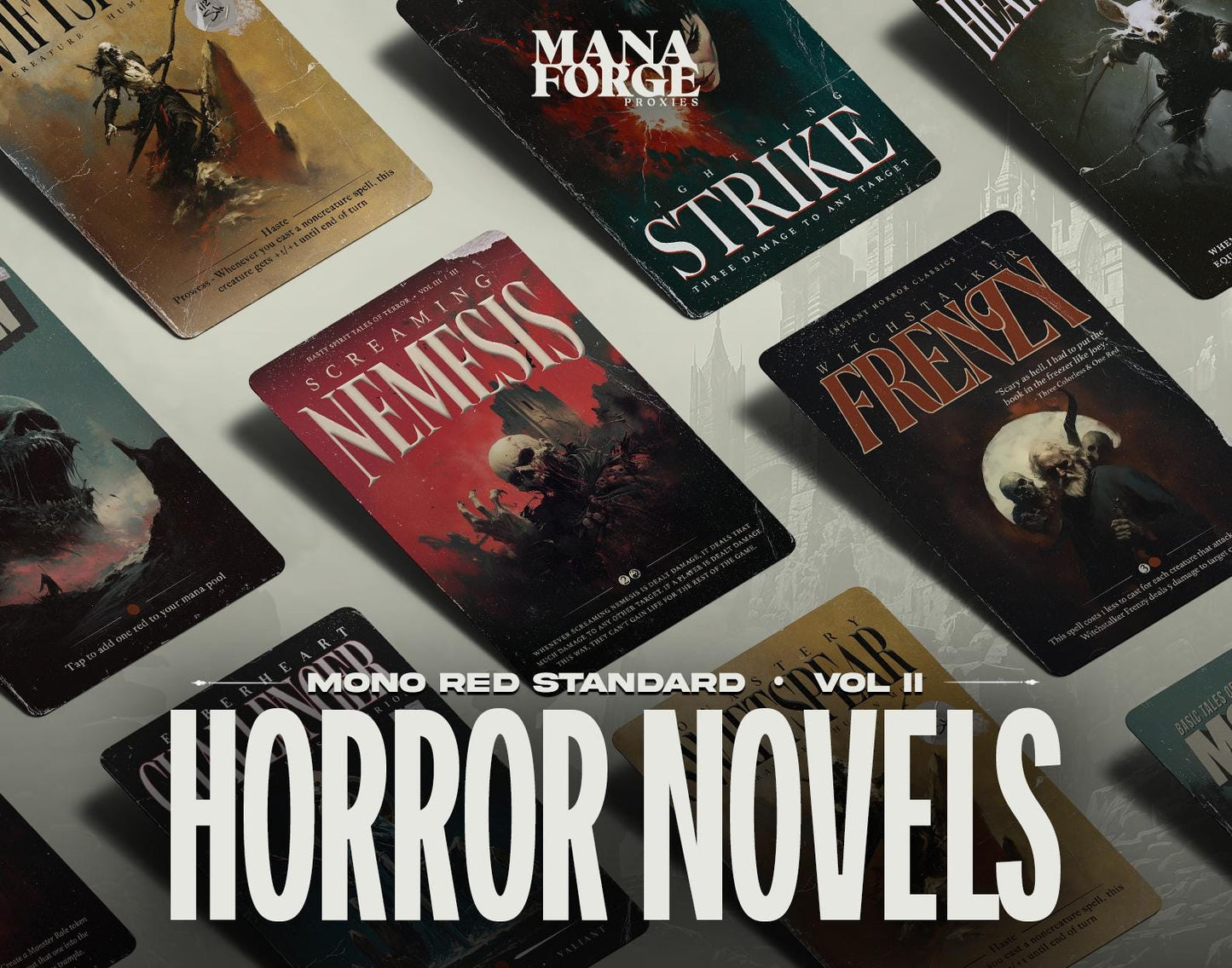 Vintage Horror Novels Volume II – Custom Horror-Inspired MTG Proxy Deck | 60-Card Mono-Red Prowess Magic Cards