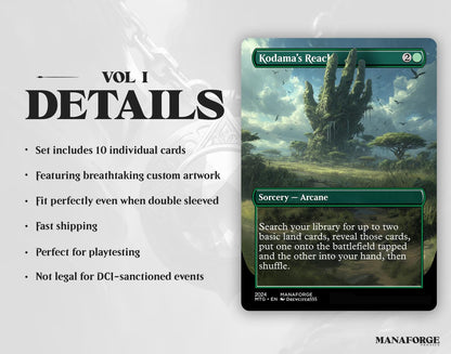 EDH Green Staples Proxy Set Vol. 1 | Borderless Full Art MTG Commander Essentials (Cultivate, Kodama’s Reach, Heroic Intervention & More)
