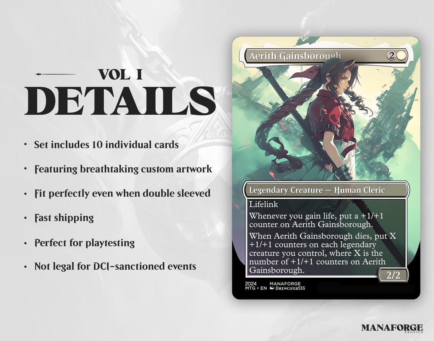 Final Fantasy MTG Proxy Set Vol. 1 | Full Art EDH Cards ft. Cloud, Tifa, Aerith, Noctis & More (Unofficial Magic the Gathering Proxys)