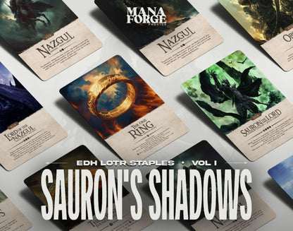 Lord of the Rings MTG Proxy Set | Sauron’s Shadows Full Art Bundle ft. Nazgûl, Witch-King, The One Ring & Orcish Bowmasters