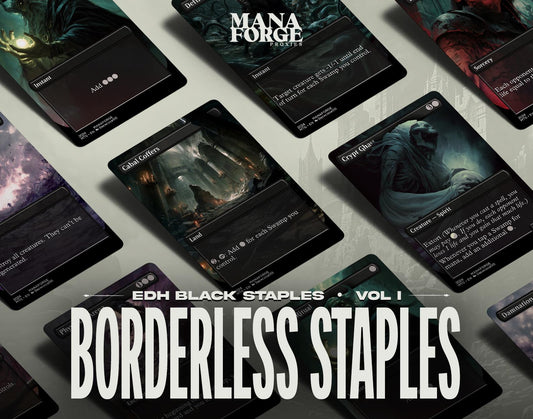 EDH Black Staples Proxy Set Vol. 1 | Borderless Full Art MTG Commander Essentials (Cabal Coffers, Damnation, Exsanguinate & More)