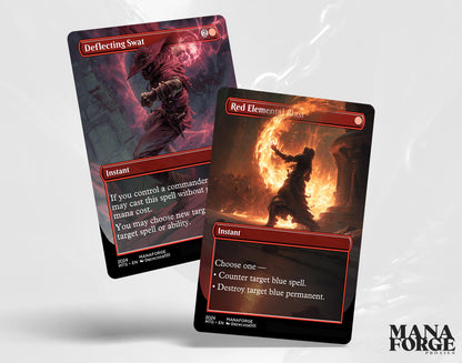 EDH Red Staples Proxy Set Vol. 1 | Borderless Full Art MTG Commander Essentials (Deflecting Swat, Chaos Warp, Lightning Bolt & More)