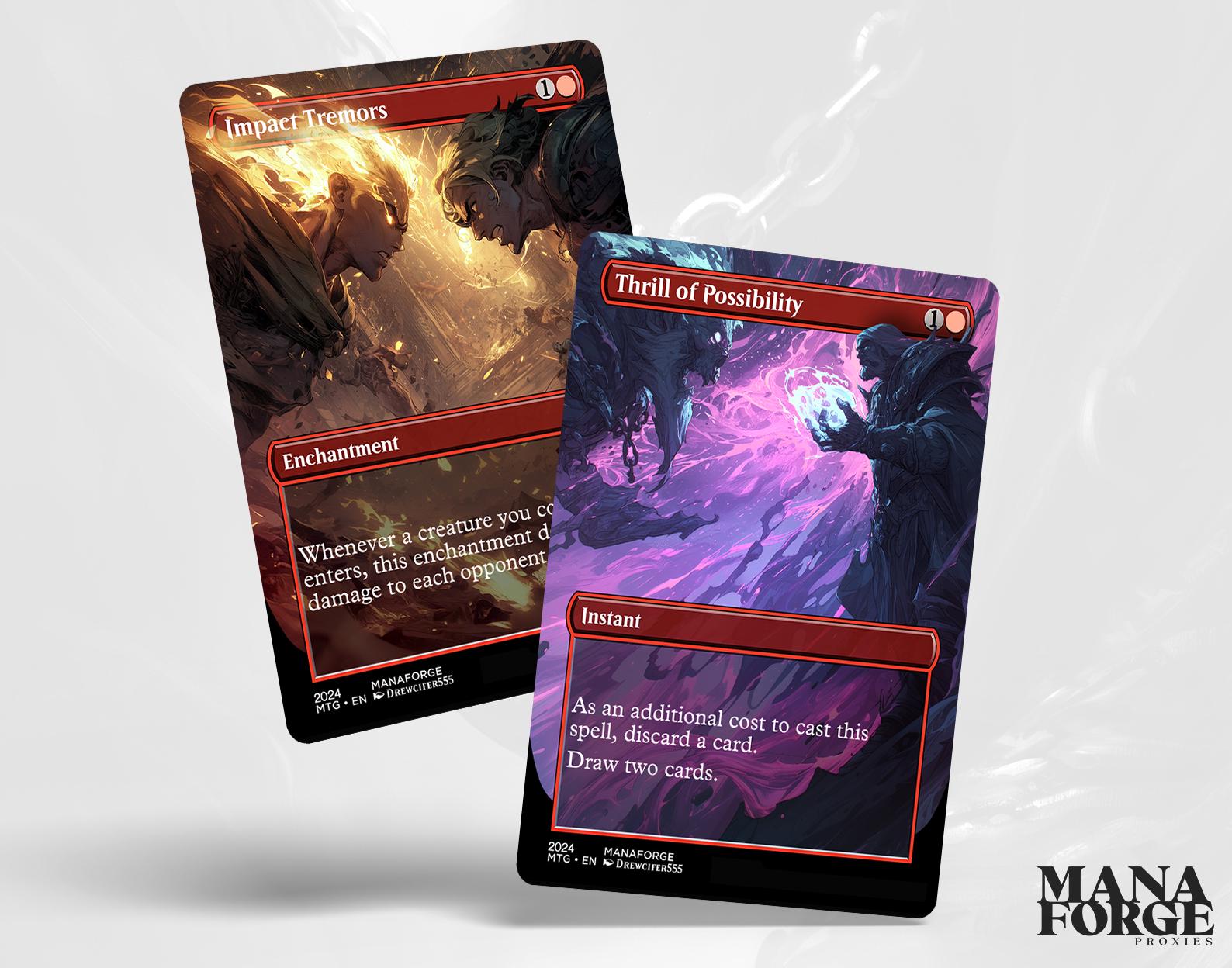 EDH Red Staples Proxy Set Vol. 1 | Borderless Full Art MTG Commander Essentials (Deflecting Swat, Chaos Warp, Lightning Bolt & More)