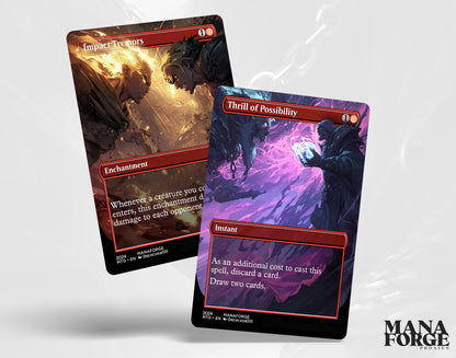 EDH Red Staples Proxy Set Vol. 1 | Borderless Full Art MTG Commander Essentials (Deflecting Swat, Chaos Warp, Lightning Bolt & More)