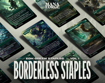 EDH Green Staples Proxy Set Vol. 1 | Borderless Full Art MTG Commander Essentials (Cultivate, Kodama’s Reach, Heroic Intervention & More)
