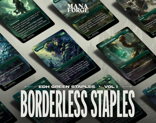 EDH Green Staples Proxy Set Vol. 1 | Borderless Full Art MTG Commander Essentials (Cultivate, Kodama’s Reach, Heroic Intervention & More)