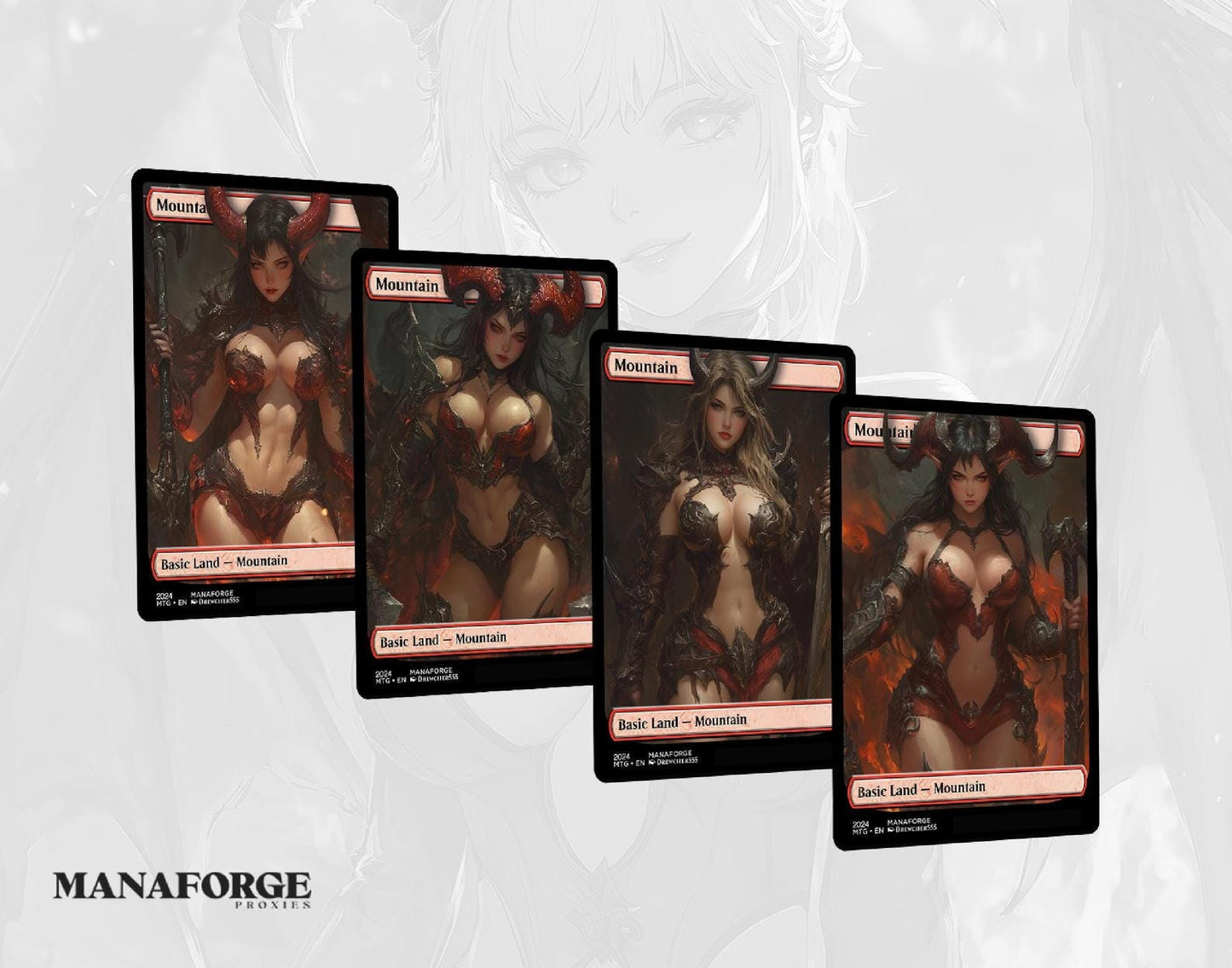 Demon Dolls Waifu Basic Lands Bundle – Full Art Anime MTG Proxies Volume Three | Custom Magic the Gathering Lands