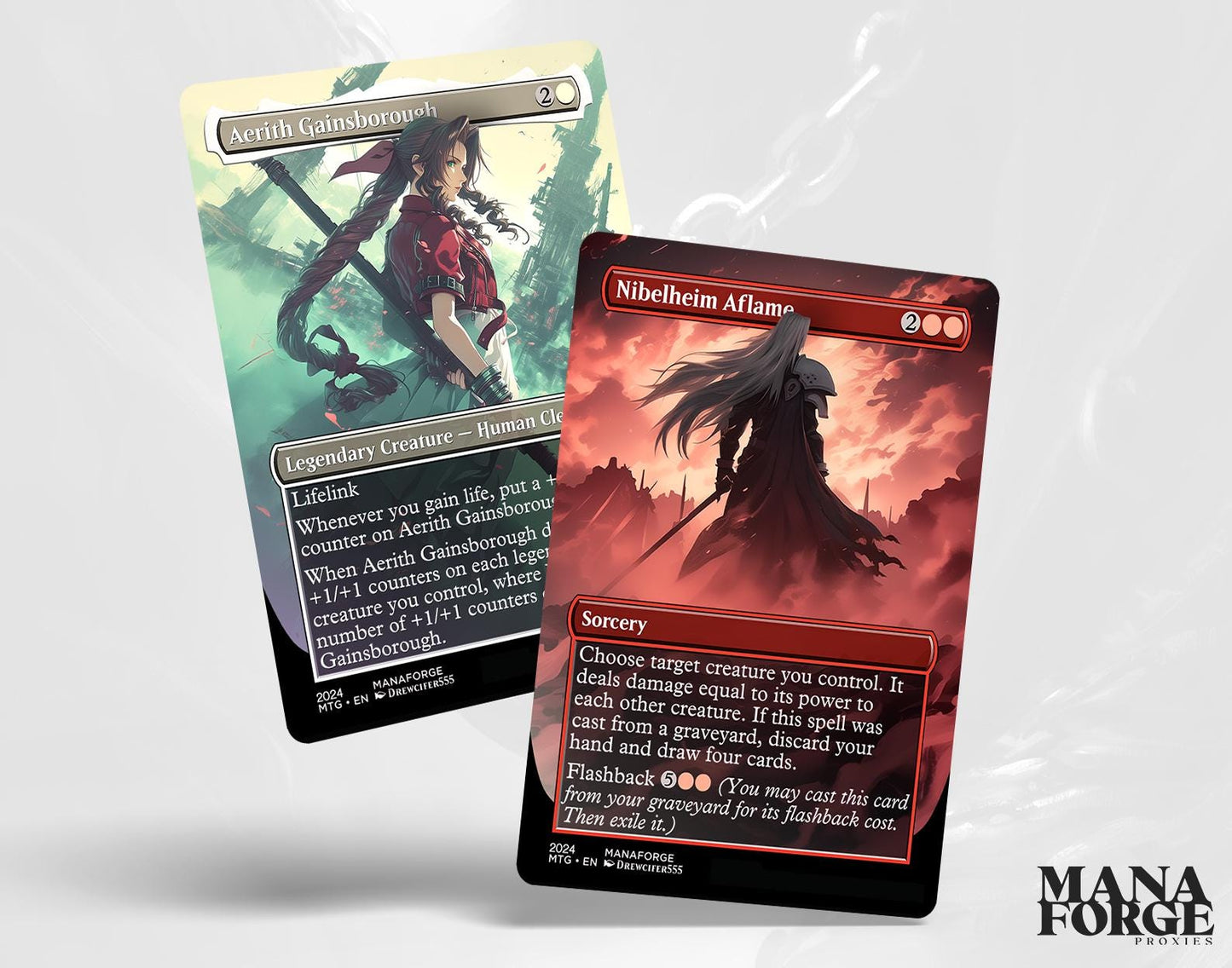 Final Fantasy MTG Proxy Set Vol. 1 | Full Art EDH Cards ft. Cloud, Tifa, Aerith, Noctis & More (Unofficial Magic the Gathering Proxys)