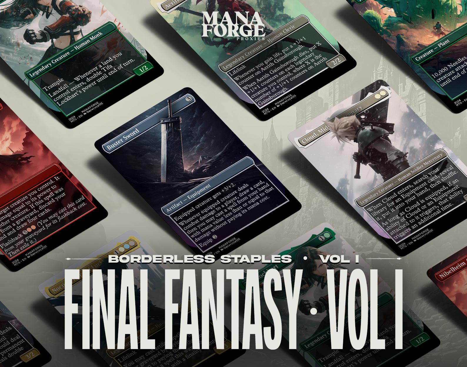 Final Fantasy MTG Proxy Set Vol. 1 | Full Art EDH Cards ft. Cloud, Tifa, Aerith, Noctis & More (Unofficial Magic the Gathering Proxys)