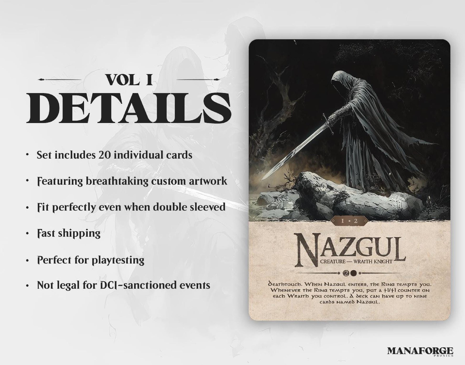 Lord of the Rings MTG Proxy Set | Sauron’s Shadows Full Art Bundle ft. Nazgûl, Witch-King, The One Ring & Orcish Bowmasters