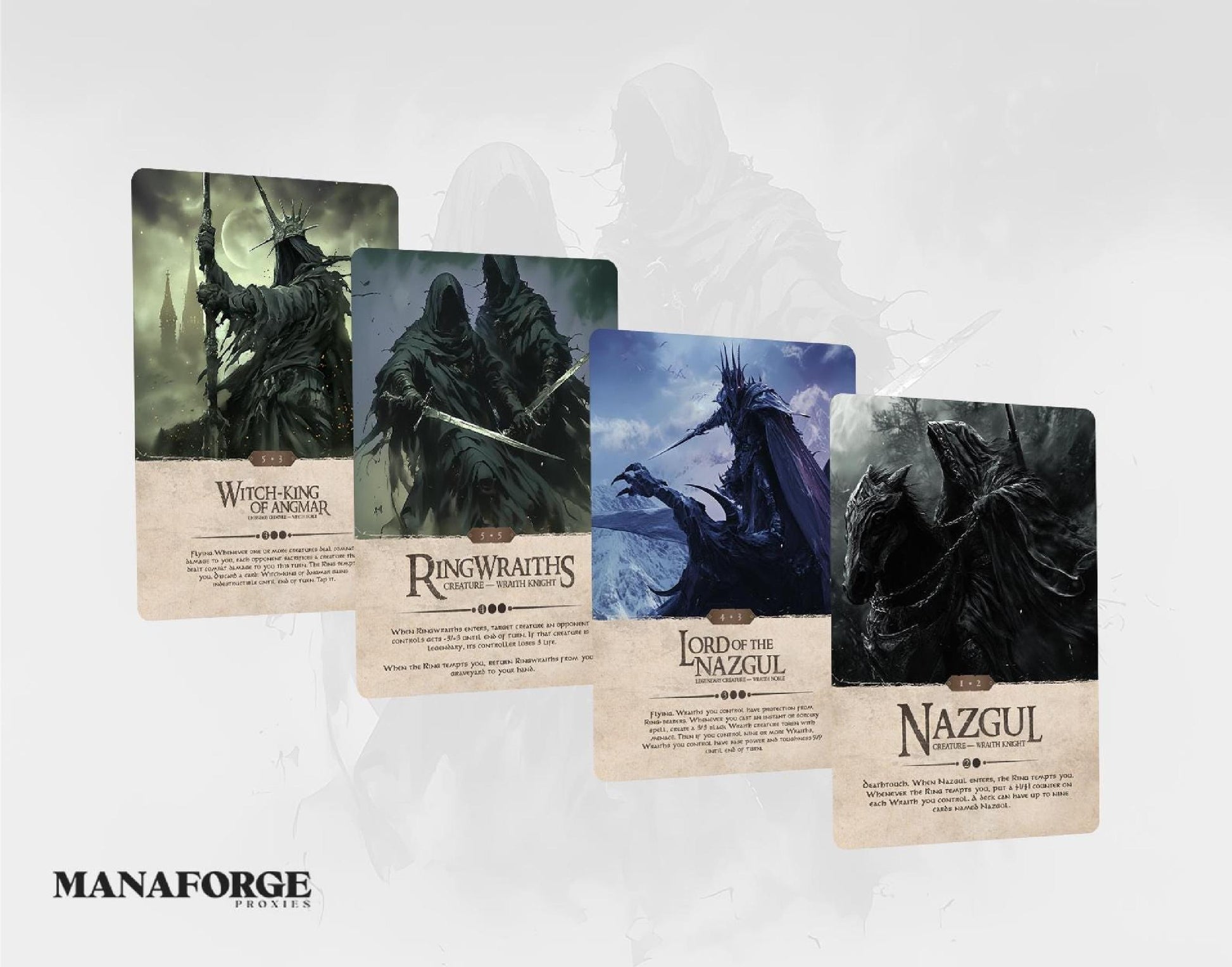 Lord of the Rings MTG Proxy Set | Sauron’s Shadows Full Art Bundle ft. Nazgûl, Witch-King, The One Ring & Orcish Bowmasters