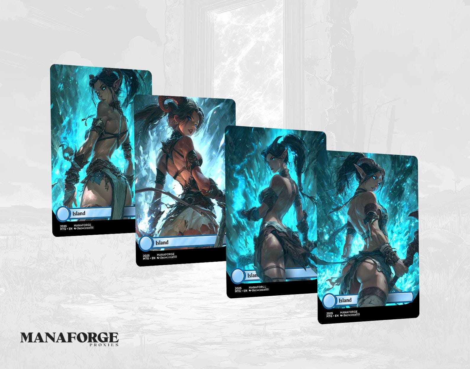 Demon Dolls Waifu Basic Lands – Vol V | 20-Card Full-Art Anime MTG Proxy Set (Plains • Island • Swamp • Mountain • Forest)