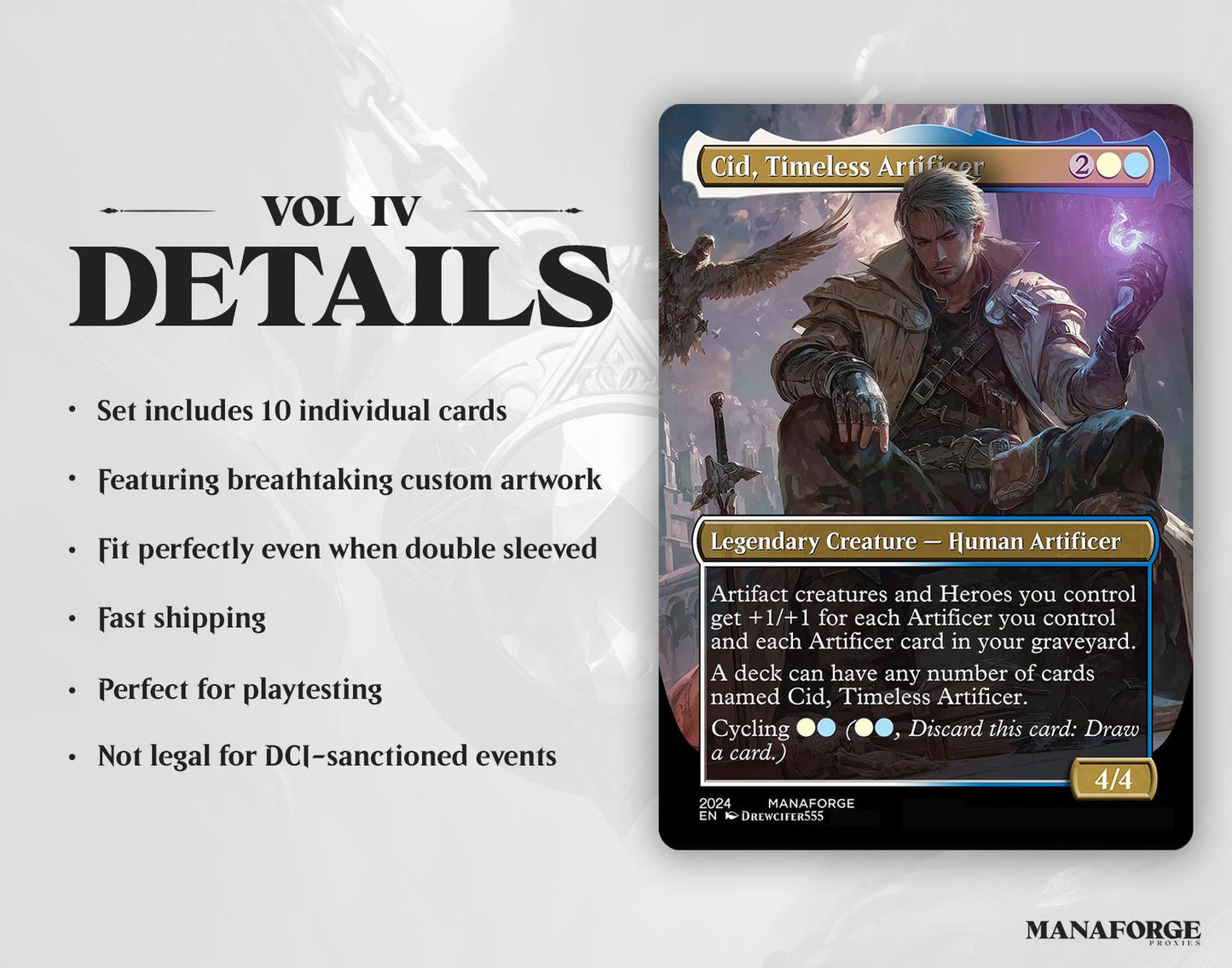 Final Fantasy Borderless Staples – Volume IV | Cid, Timeless Artificer | 10 Unique Full-Art Variants | Foil & Non-Foil MTG Proxies