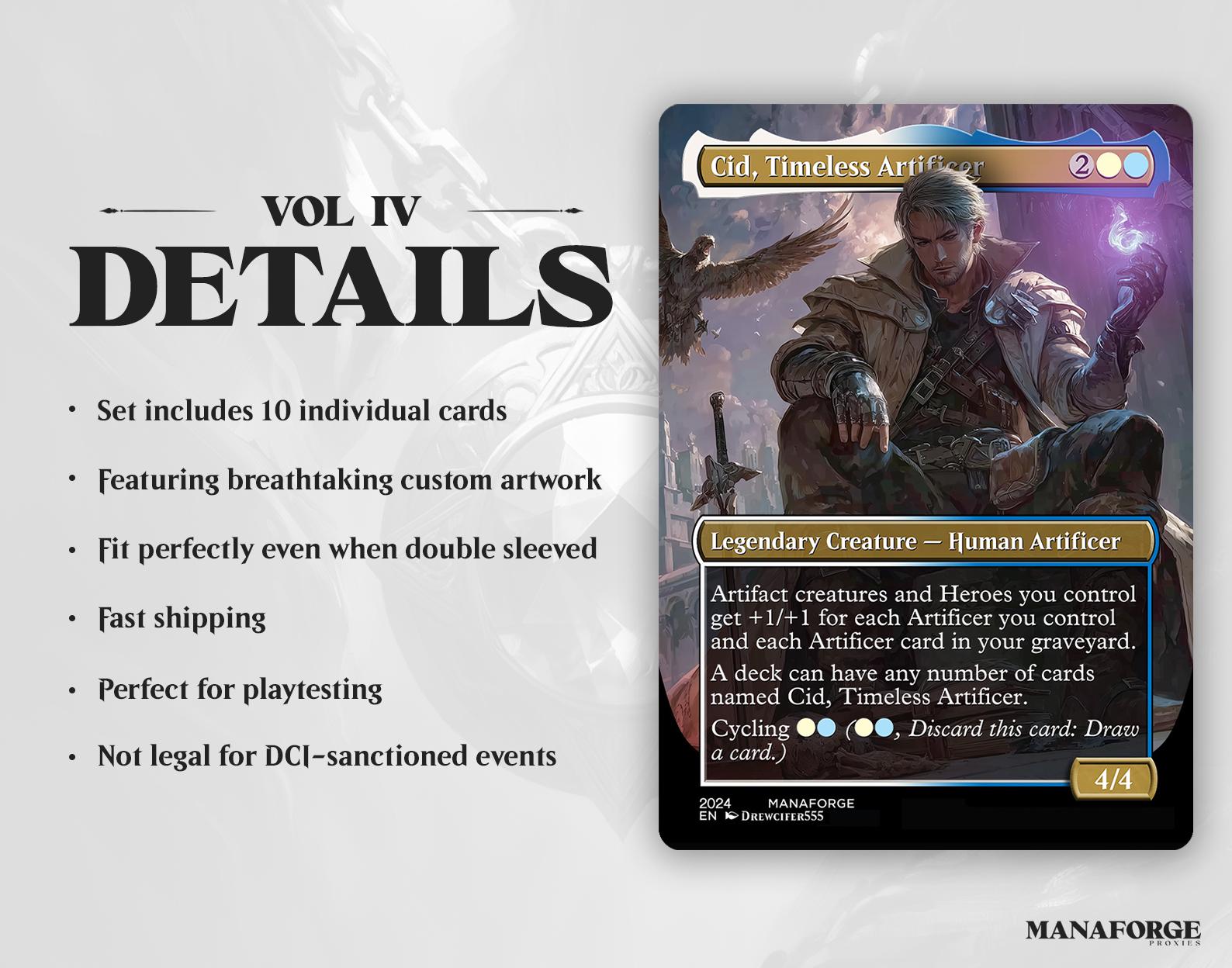 Final Fantasy Borderless Staples – Volume IV | Cid, Timeless Artificer | 10 Unique Full-Art Variants | Foil & Non-Foil MTG Proxies