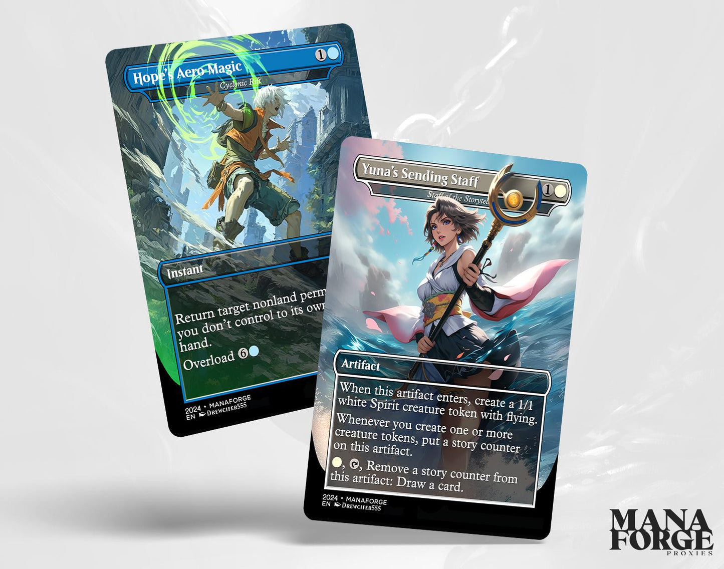 Final Fantasy Borderless Staples – Volume VI | Foil & Non-Foil Full-Art MTG Proxy Set – Aerith Curaga, Cloud’s Buster Sword, Brotherhood