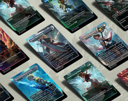 Final Fantasy Borderless Staples – Volume VI | Foil & Non-Foil Full-Art MTG Proxy Set – Aerith Curaga, Cloud’s Buster Sword, Brotherhood