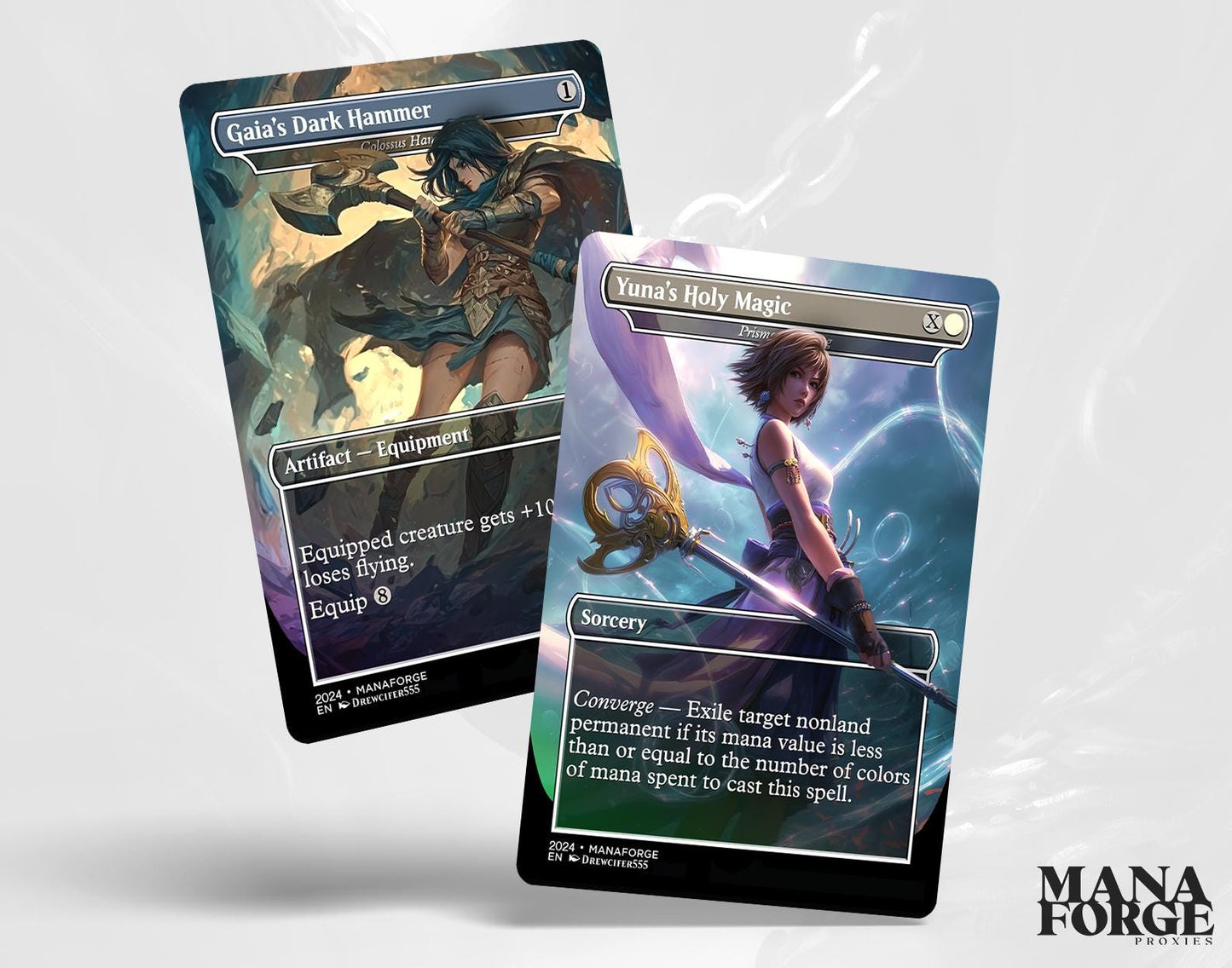 Final Fantasy Borderless Staples – Volume VI | Foil & Non-Foil Full-Art MTG Proxy Set – Aerith Curaga, Cloud’s Buster Sword, Brotherhood