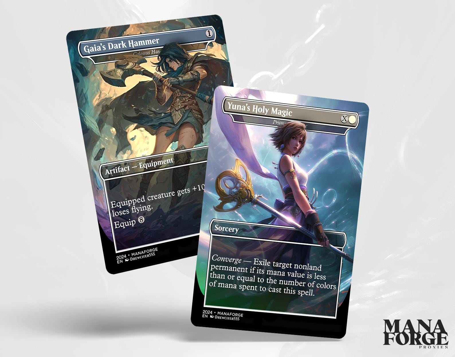 Final Fantasy Borderless Staples – Volume VI | Foil & Non-Foil Full-Art MTG Proxy Set – Aerith Curaga, Cloud’s Buster Sword, Brotherhood