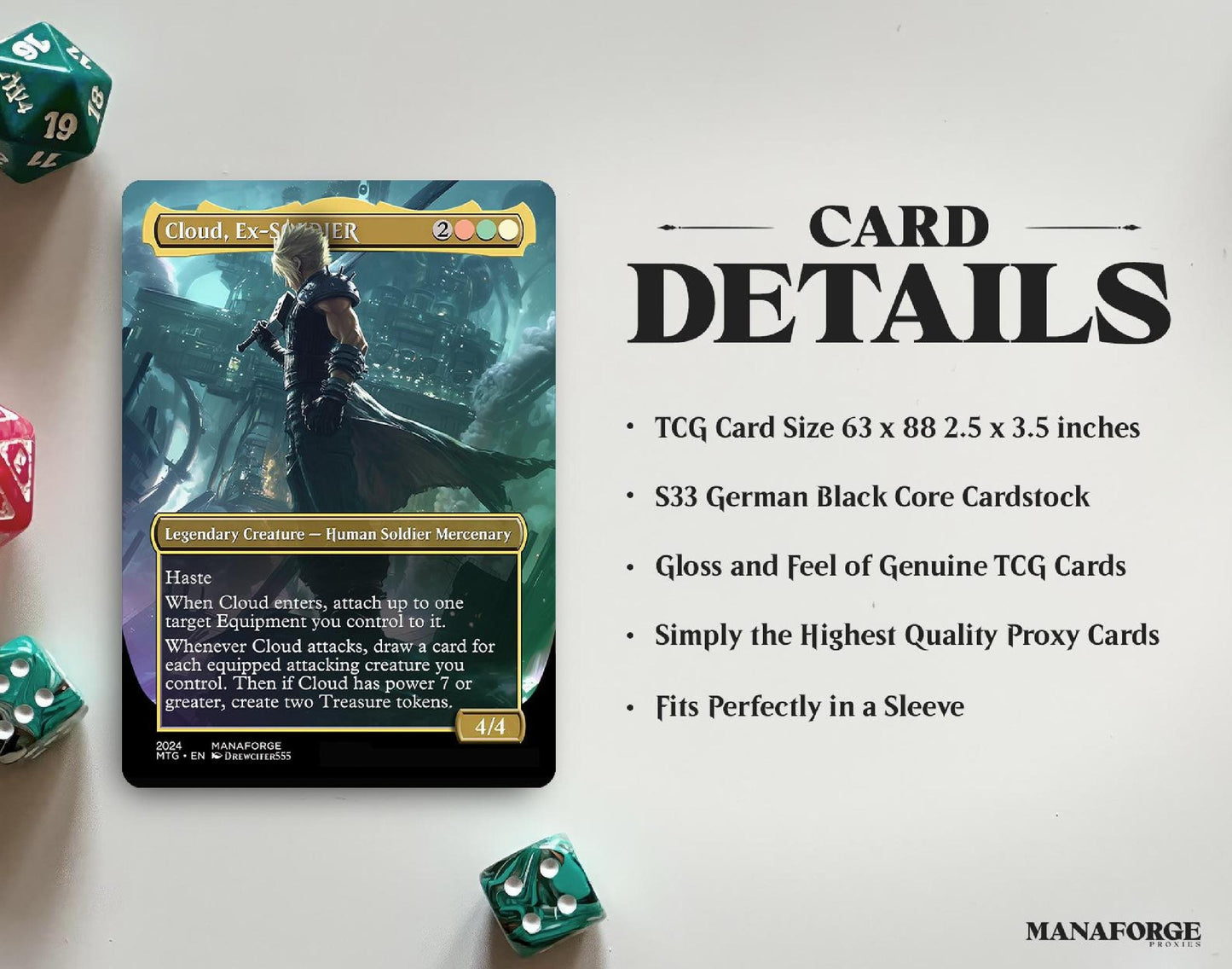 Final Fantasy Borderless Staples – Volume V | Foil & Non-Foil Full-Art MTG Proxy Set – Cloud, Bahamut, Knights of Round