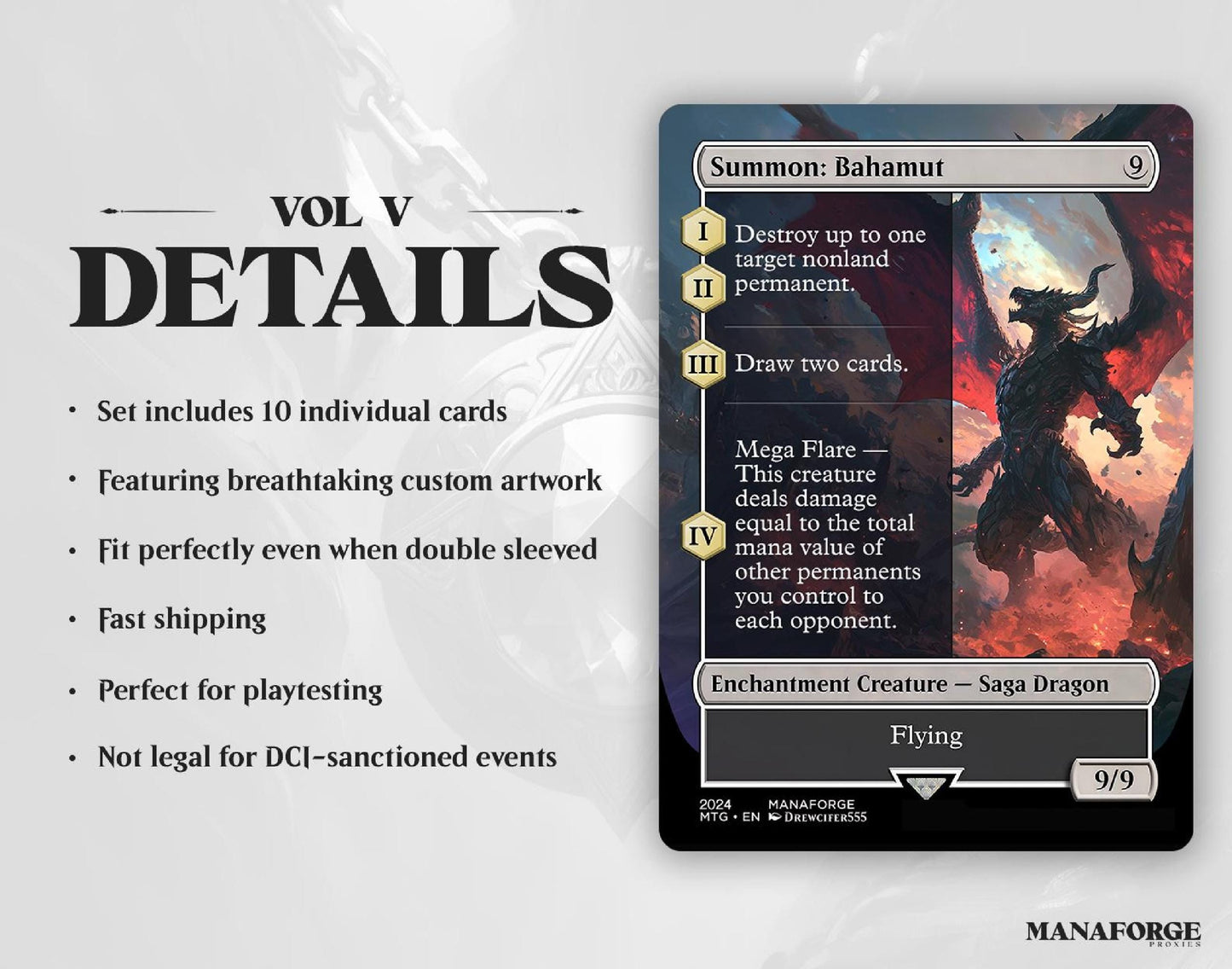 Final Fantasy Borderless Staples – Volume V | Foil & Non-Foil Full-Art MTG Proxy Set – Cloud, Bahamut, Knights of Round