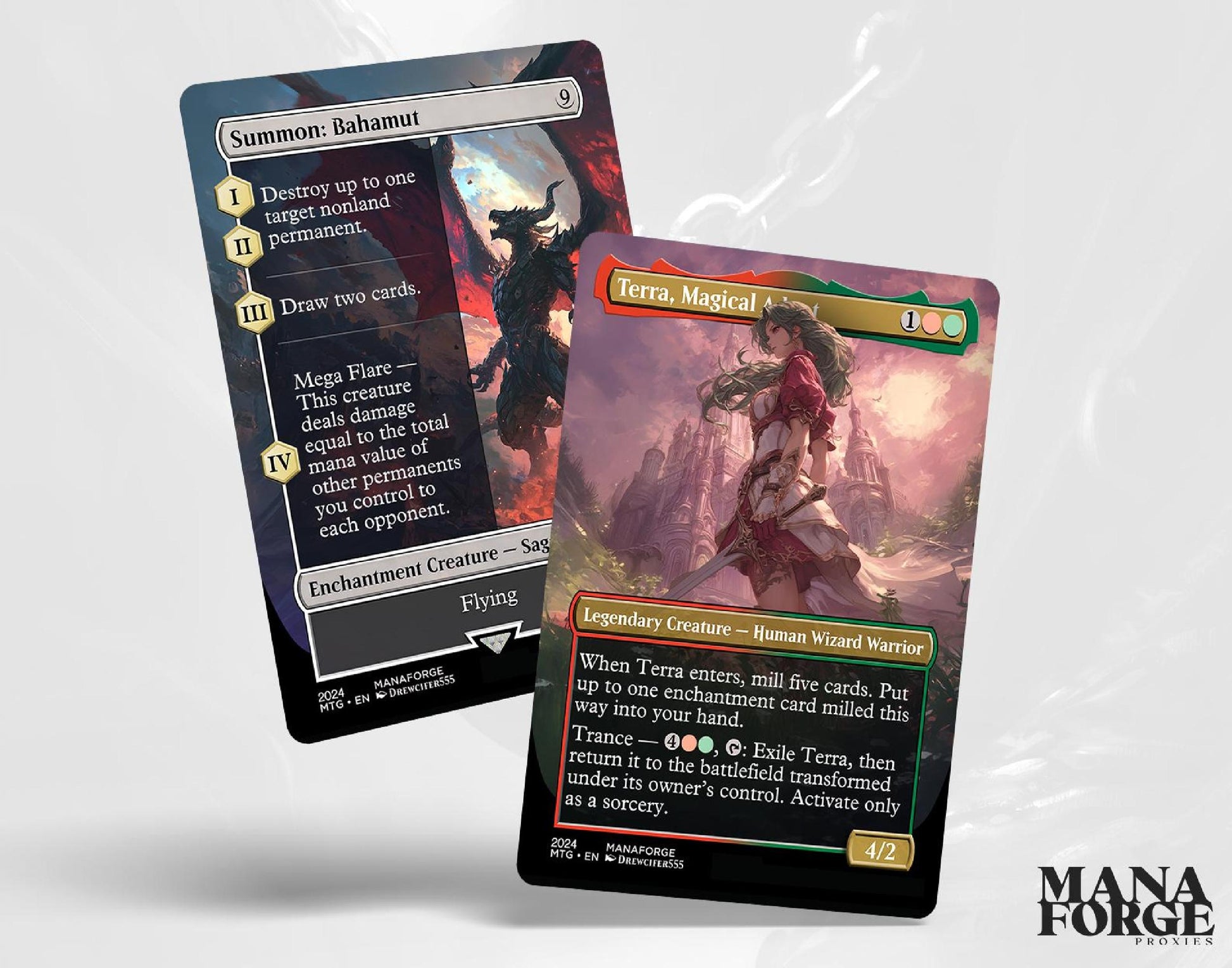 Final Fantasy Borderless Staples – Volume V | Foil & Non-Foil Full-Art MTG Proxy Set – Cloud, Bahamut, Knights of Round