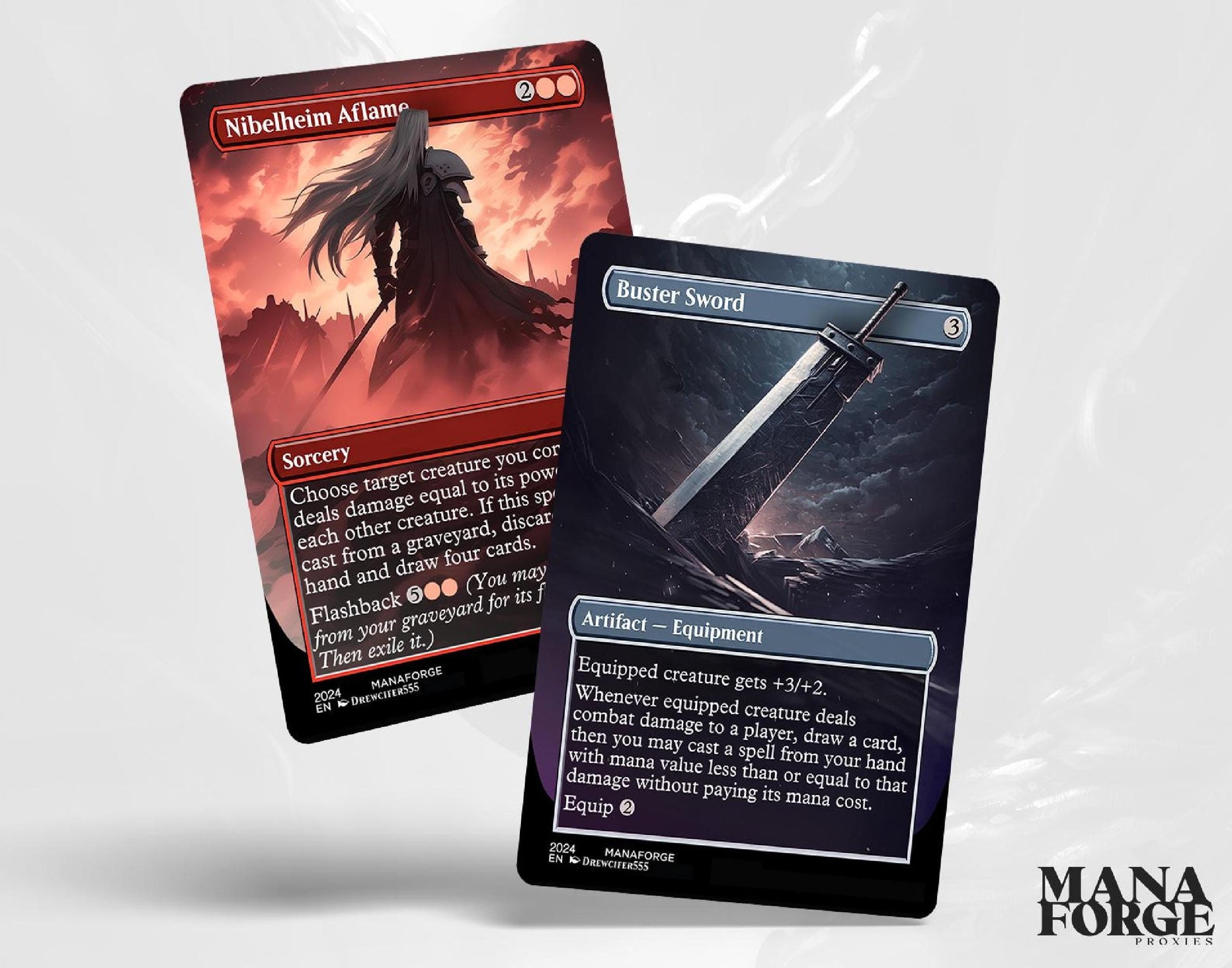 Final Fantasy Borderless Staples – Volume I | Full-Art MTG Proxy Set Foil & Non-Foil Cloud Tifa, Aerith, and Vivi