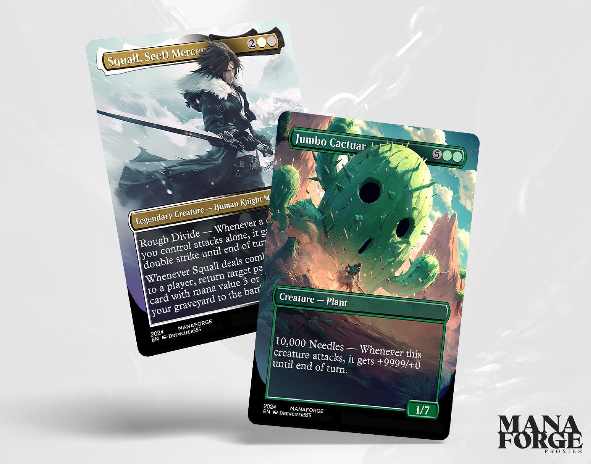 Final Fantasy Borderless Staples – Volume I | Full-Art MTG Proxy Set Foil & Non-Foil Cloud Tifa, Aerith, and Vivi