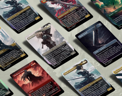 Final Fantasy Borderless Staples – Volume I | Full-Art MTG Proxy Set Foil & Non-Foil Cloud Tifa, Aerith, and Vivi