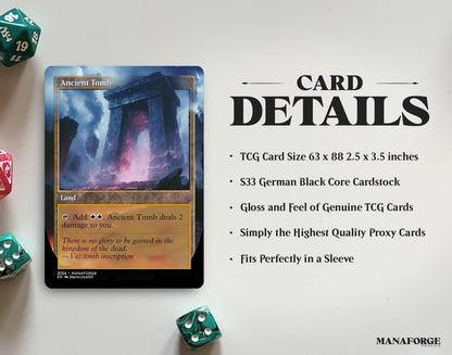 Modern Retro Utility Lands – Volume I | Full-Art Retro-Frame MTG Proxy Set (10 Staples) – Ancient Tomb, Cavern of Souls