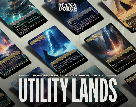 Borderless Utility Lands – Volume I | 10-Card Full-Art MTG Proxy Bundle – Ancient Tomb, Cavern of Souls, Cabal Coffers