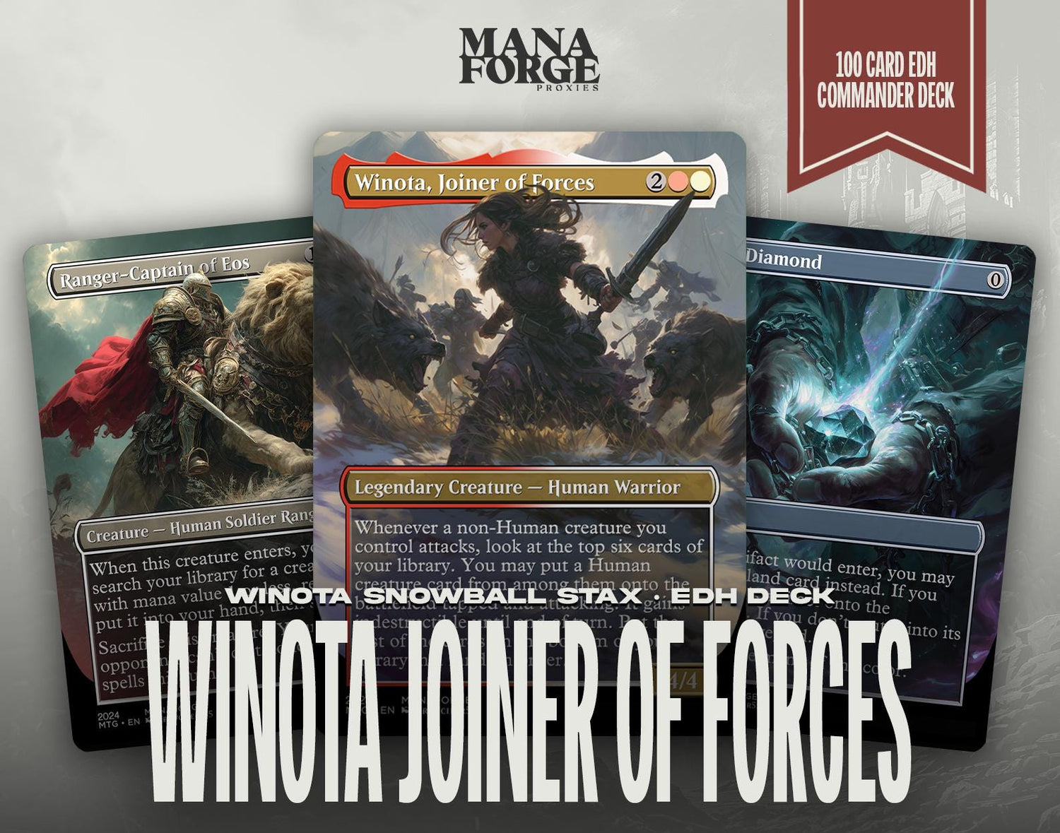 Winota Stax Aggro cEDH Commander Deck – 100-Card Boros Human & Artifact Staples | Ready-to-Play Custom MTG Proxies