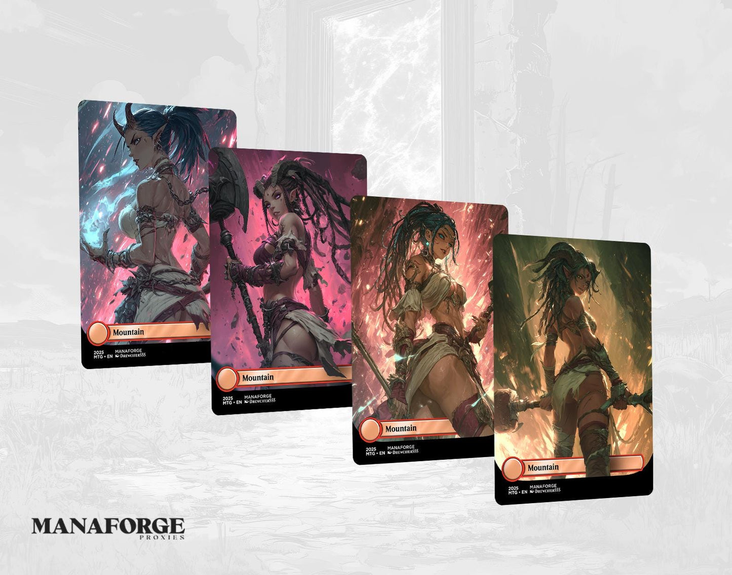 Demon Dolls Waifu Basic Lands – Vol V | 20-Card Full-Art Anime MTG Proxy Set (Plains • Island • Swamp • Mountain • Forest)