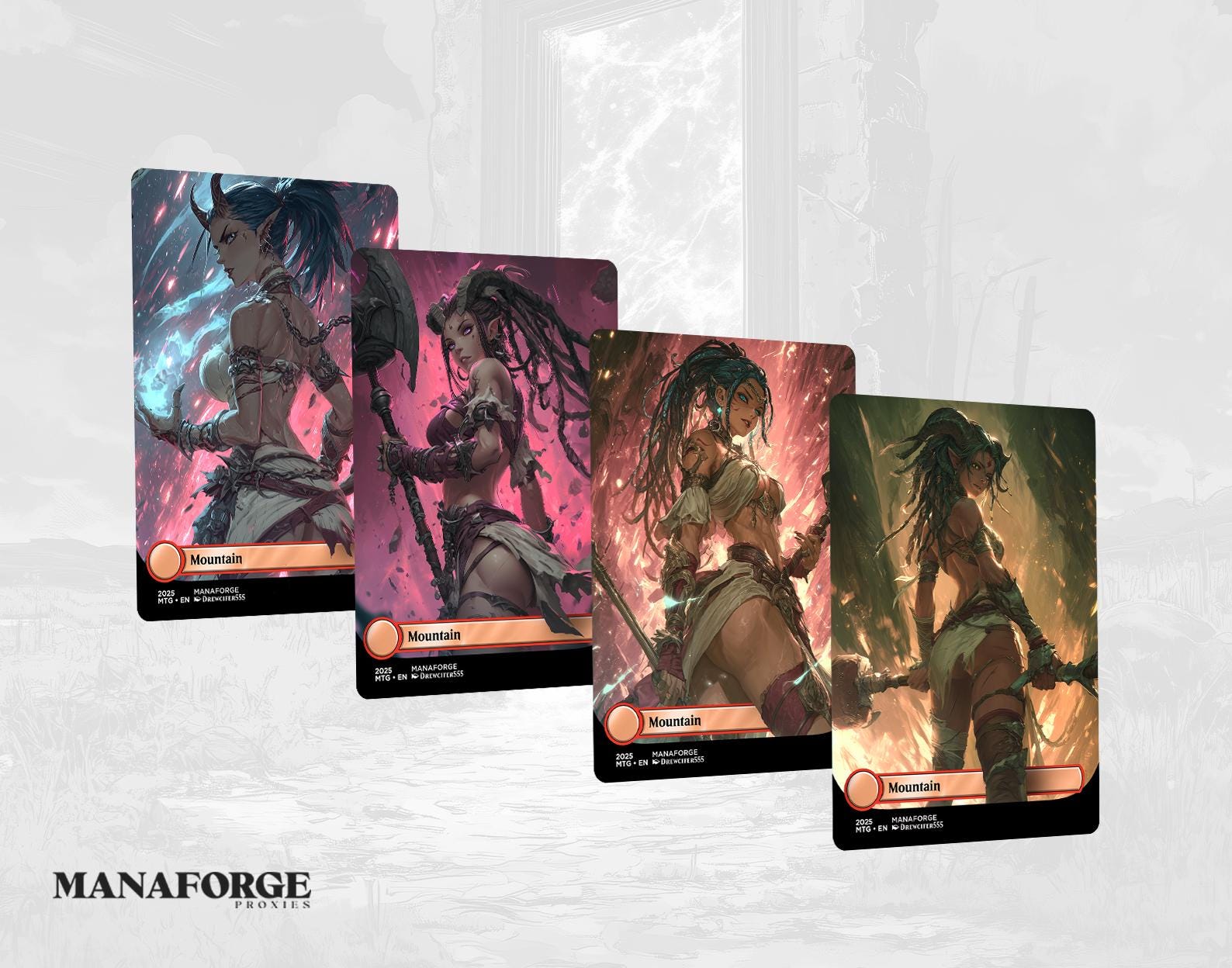 Demon Dolls Waifu Basic Lands – Vol V | 20-Card Full-Art Anime MTG Proxy Set (Plains • Island • Swamp • Mountain • Forest)