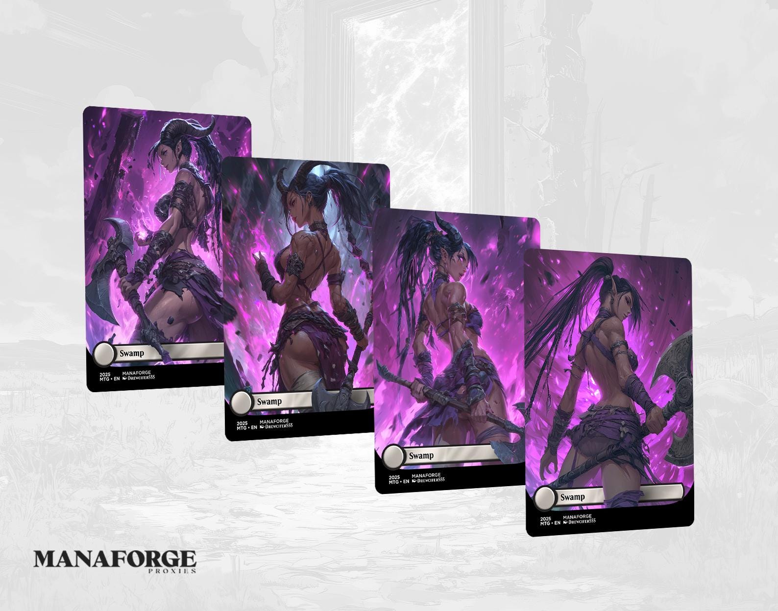 Demon Dolls Waifu Basic Lands – Vol V | 20-Card Full-Art Anime MTG Proxy Set (Plains • Island • Swamp • Mountain • Forest)