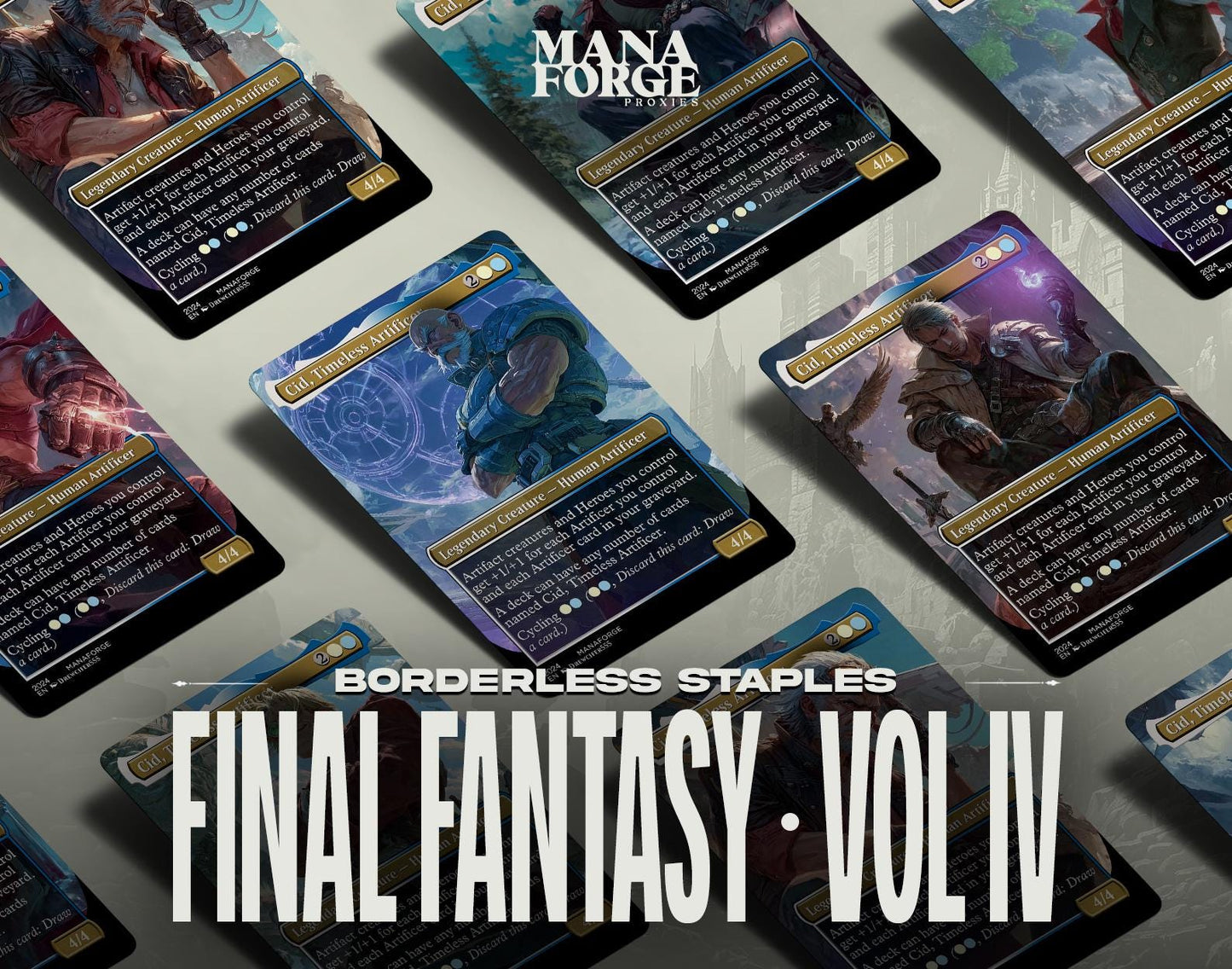 Final Fantasy Borderless Staples – Volume IV | Cid, Timeless Artificer | 10 Unique Full-Art Variants | Foil & Non-Foil MTG Proxies