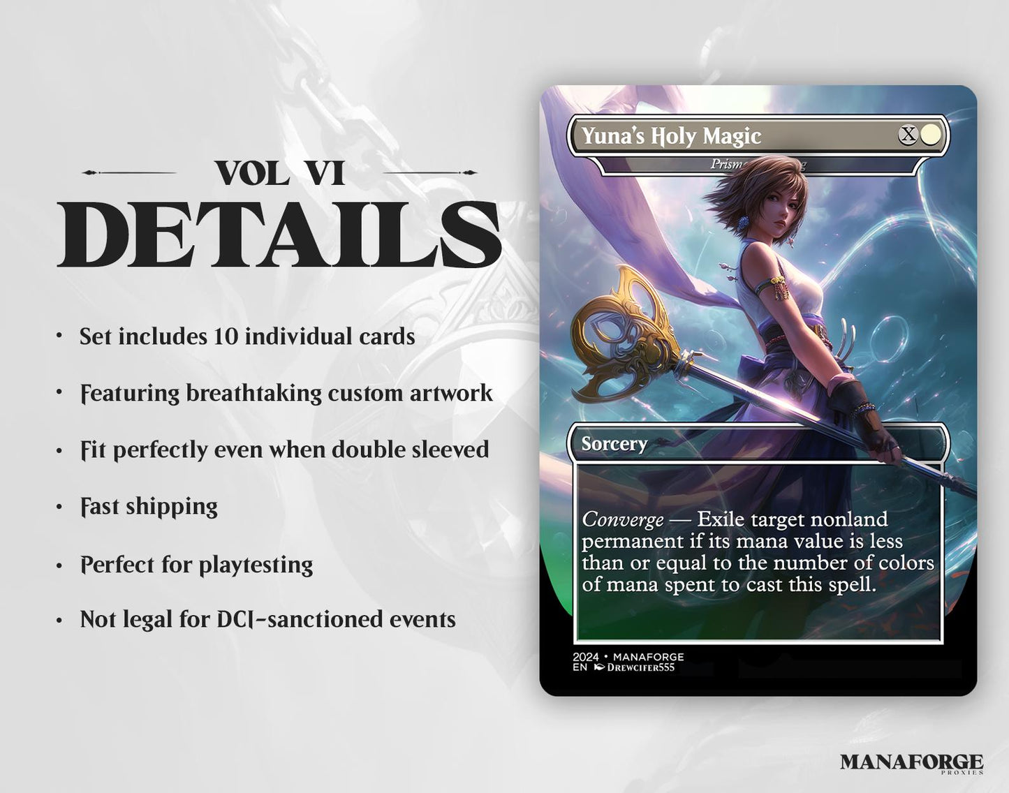 Final Fantasy Borderless Staples – Volume VI | Foil & Non-Foil Full-Art MTG Proxy Set – Aerith Curaga, Cloud’s Buster Sword, Brotherhood