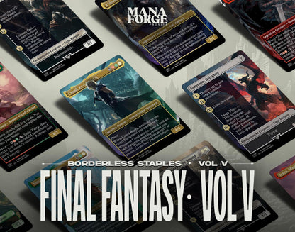 Final Fantasy Borderless Staples – Volume V | Foil & Non-Foil Full-Art MTG Proxy Set – Cloud, Bahamut, Knights of Round
