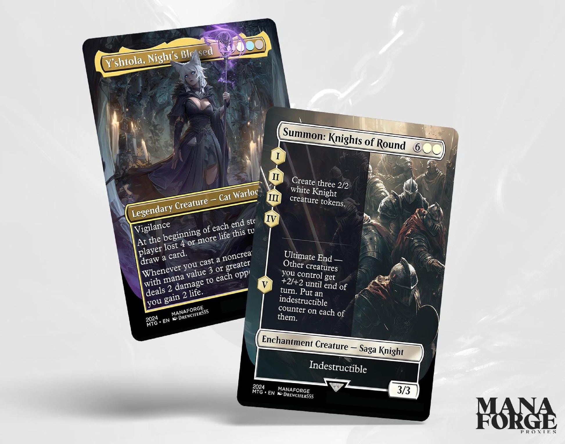 Final Fantasy Borderless Staples – Volume V | Foil & Non-Foil Full-Art MTG Proxy Set – Cloud, Bahamut, Knights of Round