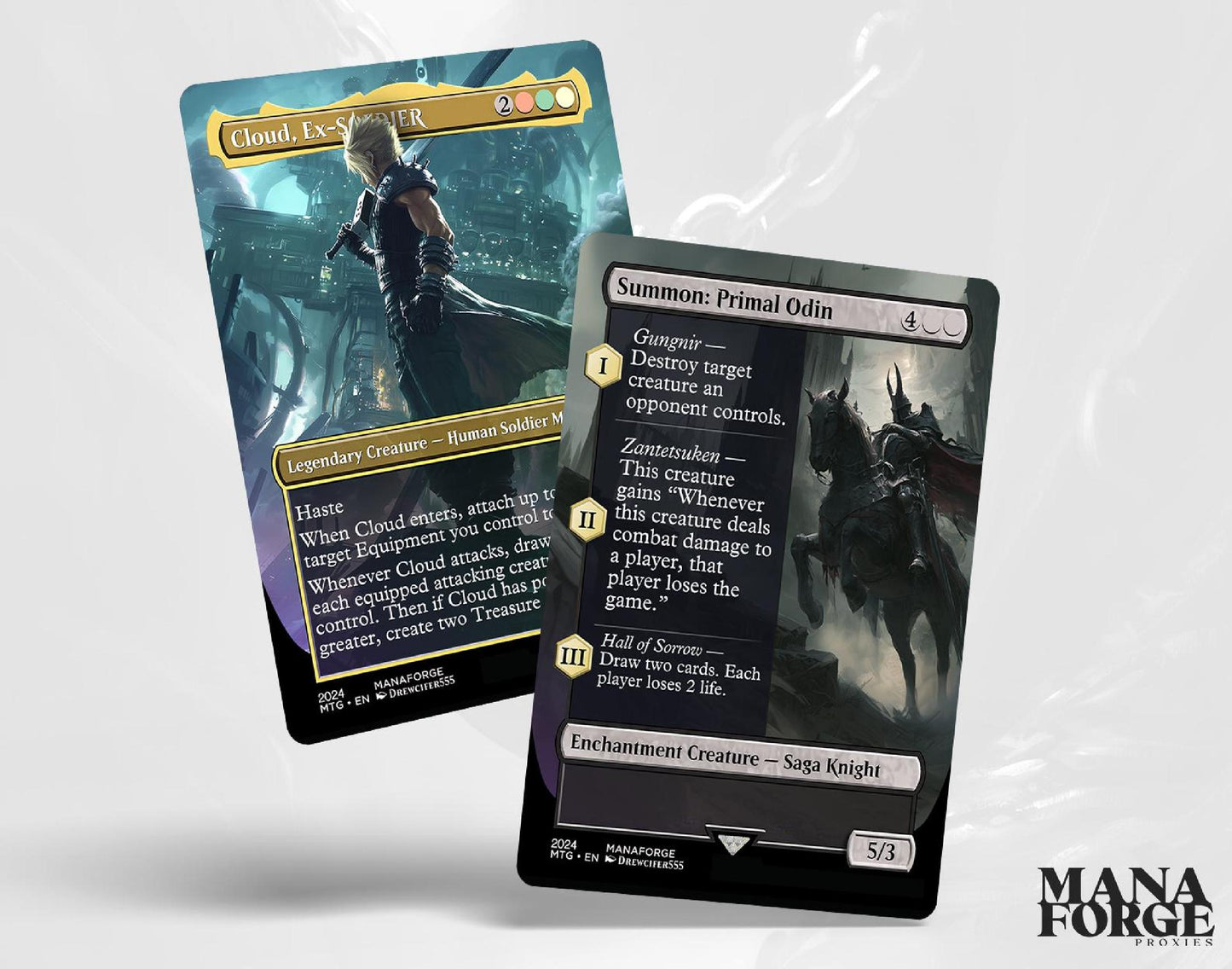Final Fantasy Borderless Staples – Volume V | Foil & Non-Foil Full-Art MTG Proxy Set – Cloud, Bahamut, Knights of Round