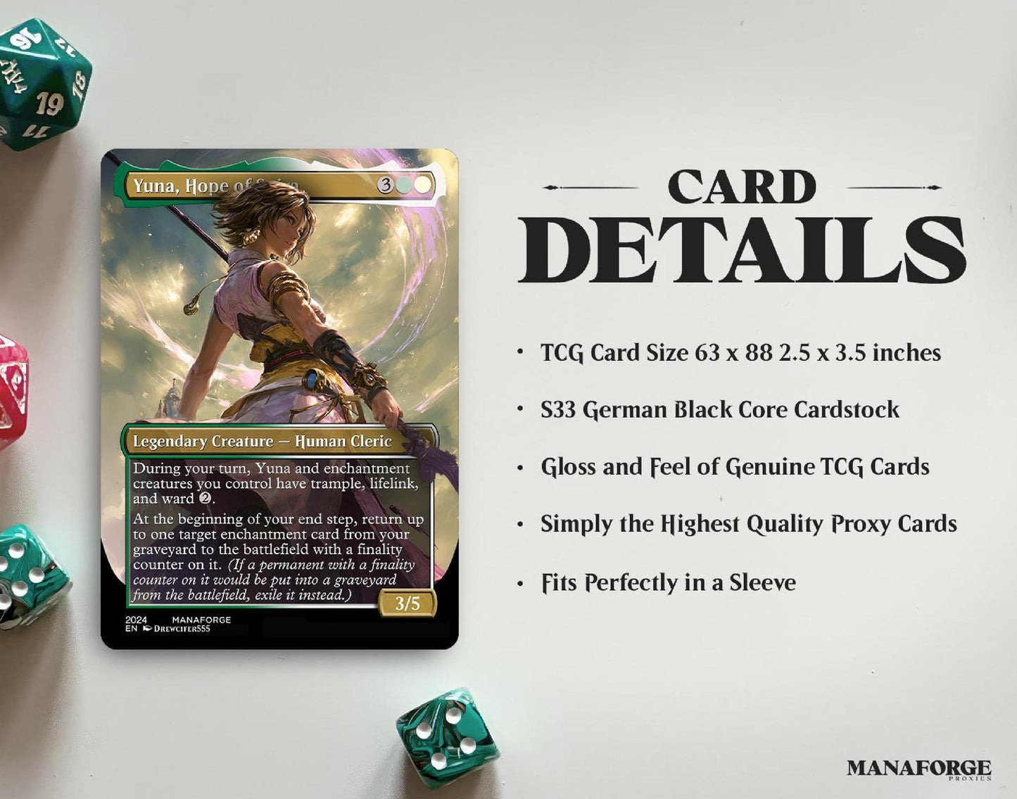 Final Fantasy Borderless Staples – Volume II | Foil & Non-Foil Full-Art MTG Proxy Set – Sephiroth, Yuna, and Ultima