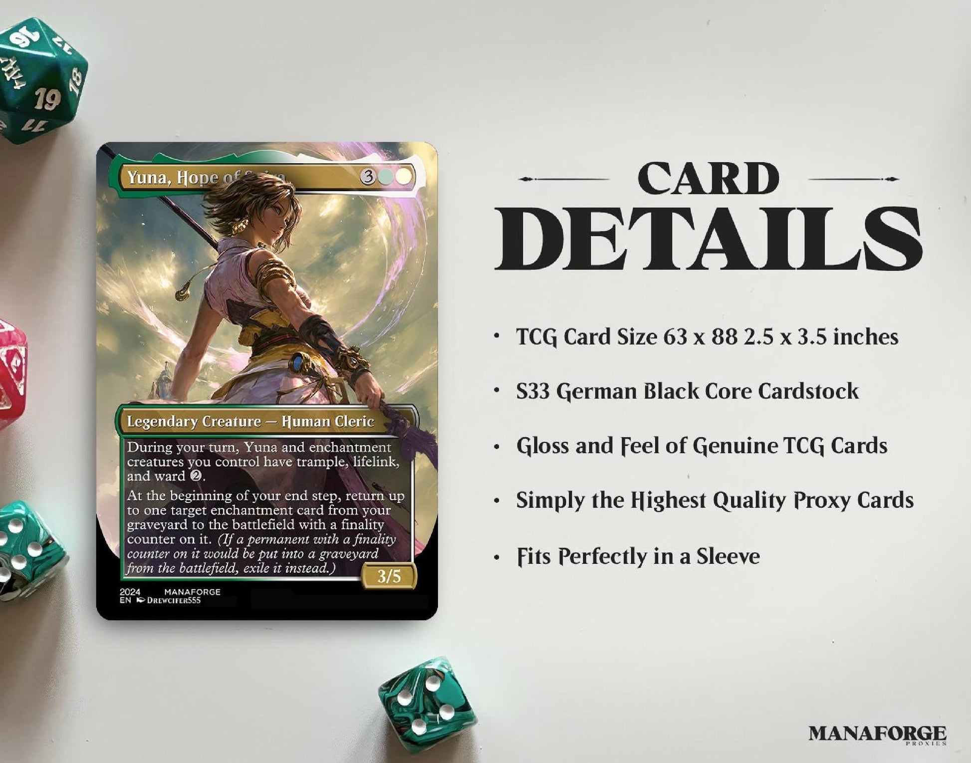 Final Fantasy Borderless Staples – Volume II | Foil & Non-Foil Full-Art MTG Proxy Set – Sephiroth, Yuna, and Ultima