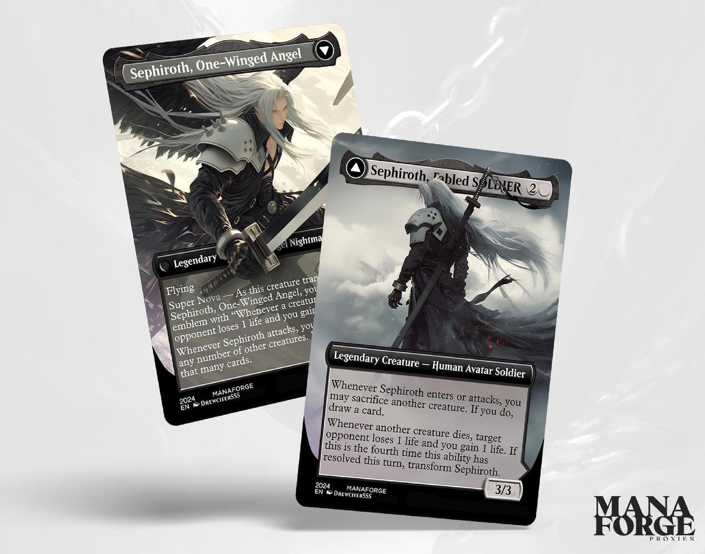 Final Fantasy Borderless Staples – Volume II | Foil & Non-Foil Full-Art MTG Proxy Set – Sephiroth, Yuna, and Ultima