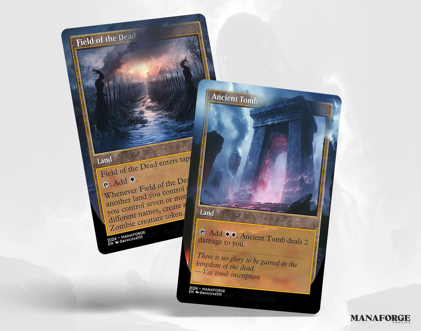 Modern Retro Utility Lands – Volume I | Full-Art Retro-Frame MTG Proxy Set (10 Staples) – Ancient Tomb, Cavern of Souls
