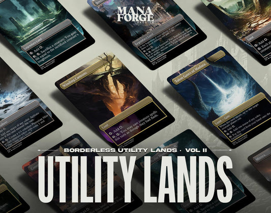 Borderless Utility Lands – Volume II | 10-Card Full-Art MTG Proxy Bundle – Inventor’s Fair, Command Beacon